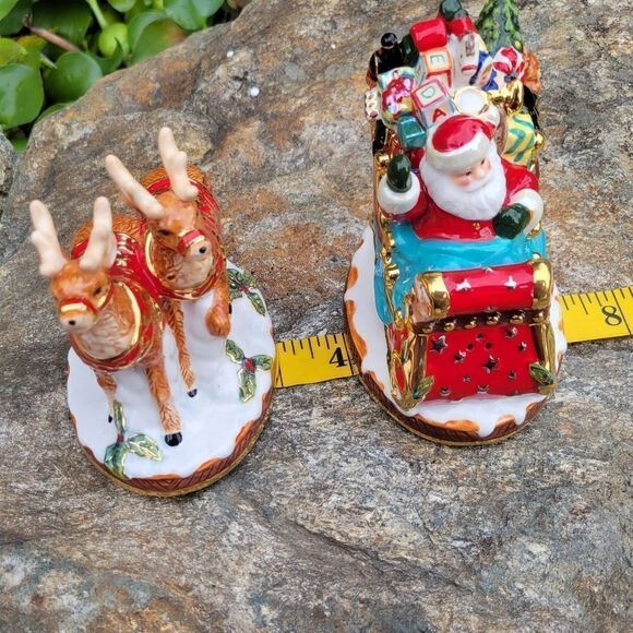 Santa Sleigh & Reindeer Salt & Pepper Shaker Christopher Radko - Picture 5 of 12